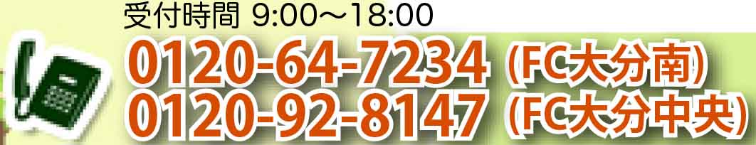 受付時間9:00～18:00　電話番号0120-64-7234